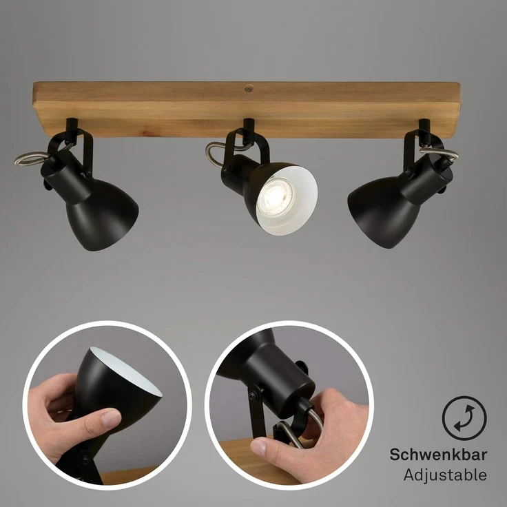 Briloner Leuchten LED Deckenspot 2902-035, ohne Leuchtmittel, 2700K - Extra-Warmweiß, Deckenlampe, 48x10x13,5cm, Schwarz, max. 35W, GU10, Wohnzimmer, Flur – Bild 4