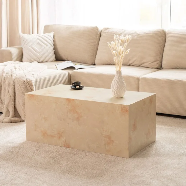 HOME DELUXE Couchtisch Marmor AMIRI L - 95 x 50 cm Sandstein