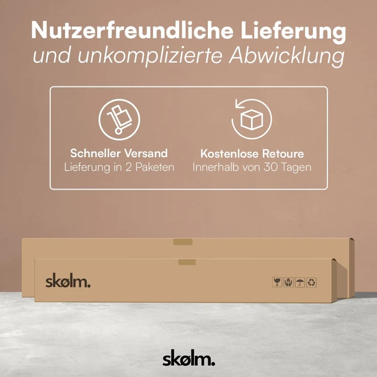skølm 'Alver' Bett 180x200 cm, Bettgestell, natur geölt, Massivholzbett aus Eiche mit Metallkufen, Walnuss Optik, Bettkopf 2 Streben – Bild 10