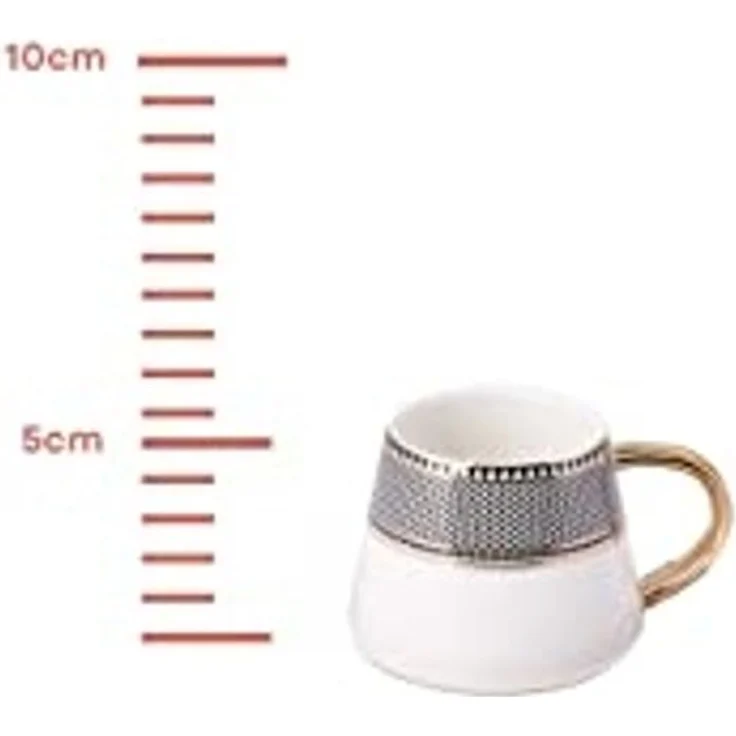 Karaca Kaffeeservice Karaca Globe 80 ml Kaffeetasse mit Untertasse Set 2 Personen, Schwarz – Bild 5