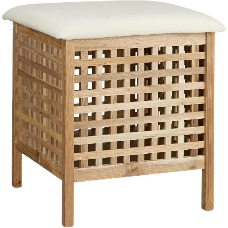 Relaxdays Badhocker Walnuss mit Wäschesammler – Bild 6