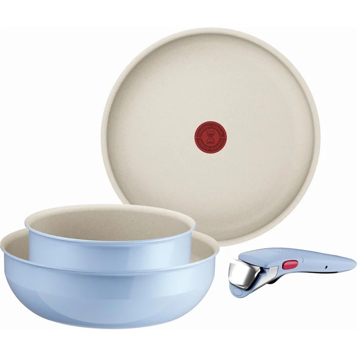 Tefal Ingenio Serenity Kochgeschirr-Set 4-teilig, Mineralia Antihaftversiegelung, platzsparend, stapelbar, für alle Herdarten, spülmaschinengeeignet, Calm Blue, L8274S04 – Bild 1