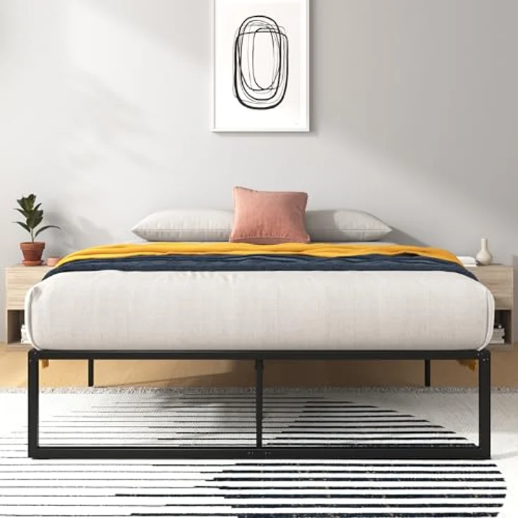 Zinus Lorelai Bett 180x200 cm – Bettrahmen Höhe 36 cm mit Stauraum unter dem Bett – Plattbettrahmen aus Metall – Schwarz – Bild 2