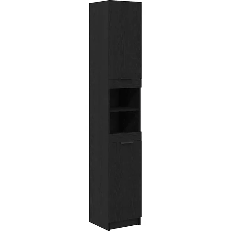 vidaXL Badezimmerschrank Schwarz Eichen-Optik 32 x 34 x 188,5 cm 862097