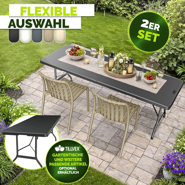 tillvex® Gartenstühle 2er Set Stapelbar Wetterfest | Outdoor Stühle bis 120kg belastbar | Gartenstühle Outdoor | Terrassenstuhl Gartenmöbel Balkon Garten Terrasse – Bild 8