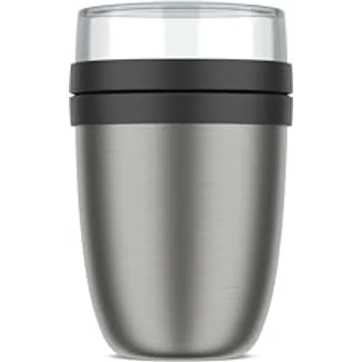 Mepal - Thermobehälter Ellipse - Thermo Lunchpot - Praktischer Joghurtbecher & Suppenbecher zum Mitnehmen - 6-8 Stunden heiß & 12 Stunden kalt - 500 + 200 ml - Nordic black