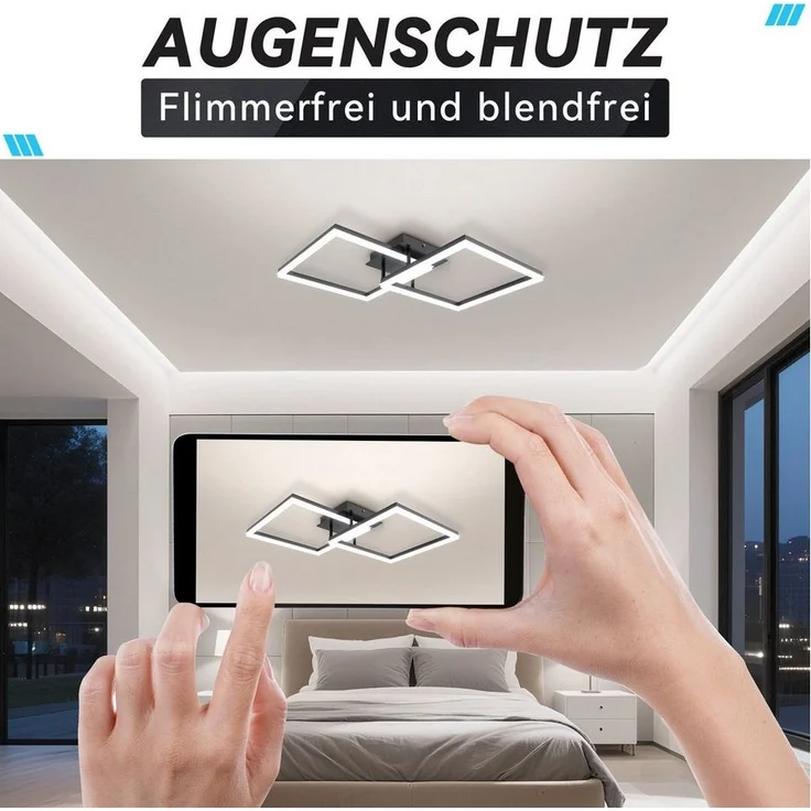 FIVMEN Deckenleuchte LED Deckenlampe Licht Lampen Badezimmer Wohnzimmerlampe Quadrat, 72W, Für Wohnzimmer Schlafzimmer Büro Arbeitszimmer und Esszimmer – Bild 3
