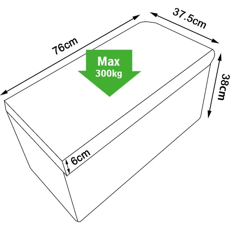 dibea Sitzbank faltbar, stabil & komfortabel, mit großem Stauraum (80 L), Kunstlederbezug & gepolsterter Sitzfläche, 76x38x38 cm, grau – Bild 8