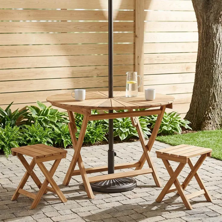 vidaXL Klappbarer Gartentisch Natur Ø 110 x 75 cm Teak-Massivholz 42028987