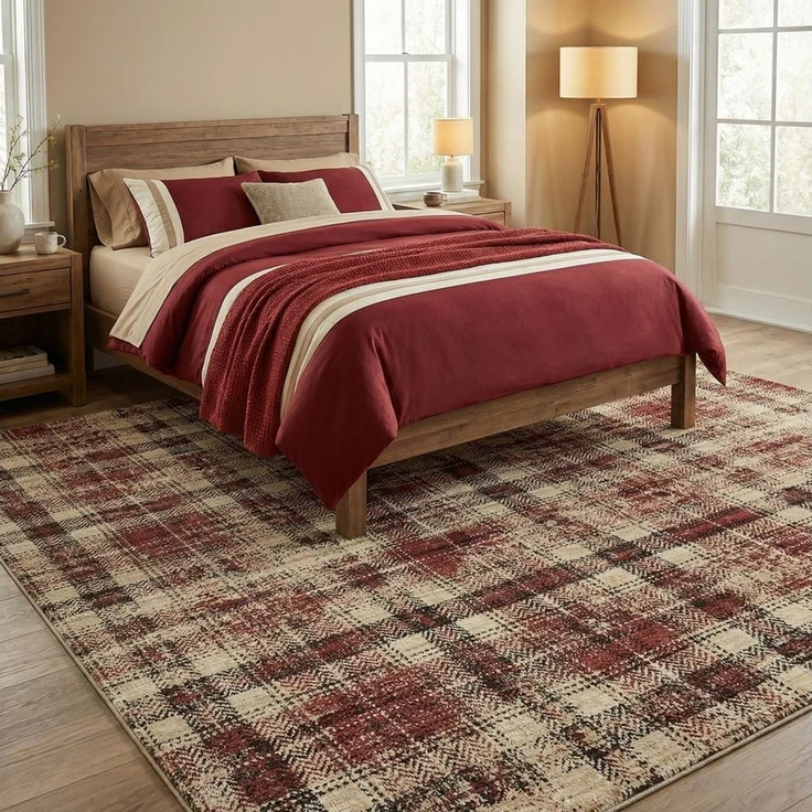 GarveeMore Teppich KaroPatina, rechteckig, Höhe: 5 mm, Stil erinnert an klassischen Tartan mit modernem Used-Print – Bild 2