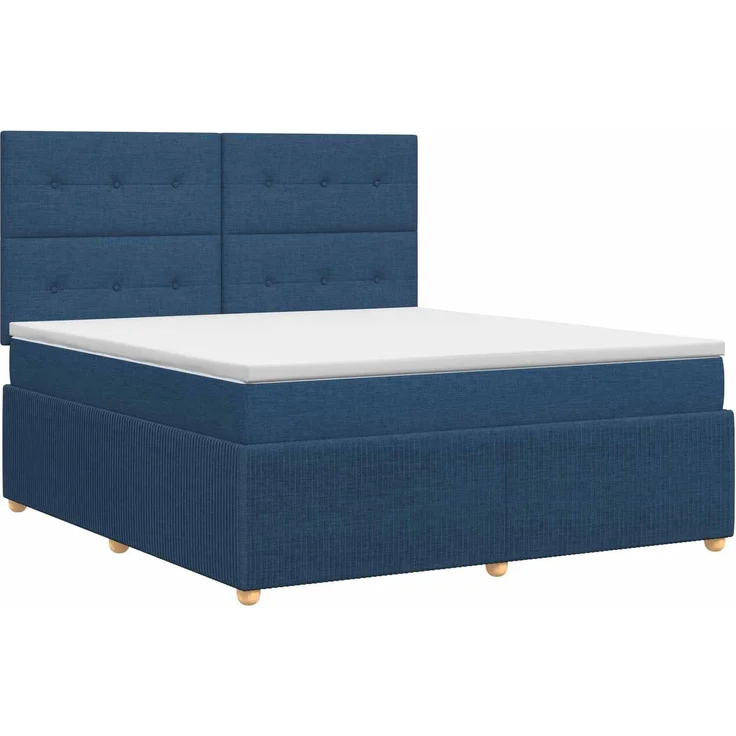 vidaXL Boxspringbett mit Matratze mit Kopfteil Blau 180 x 200 cm Stoff 3454458 – Bild 2