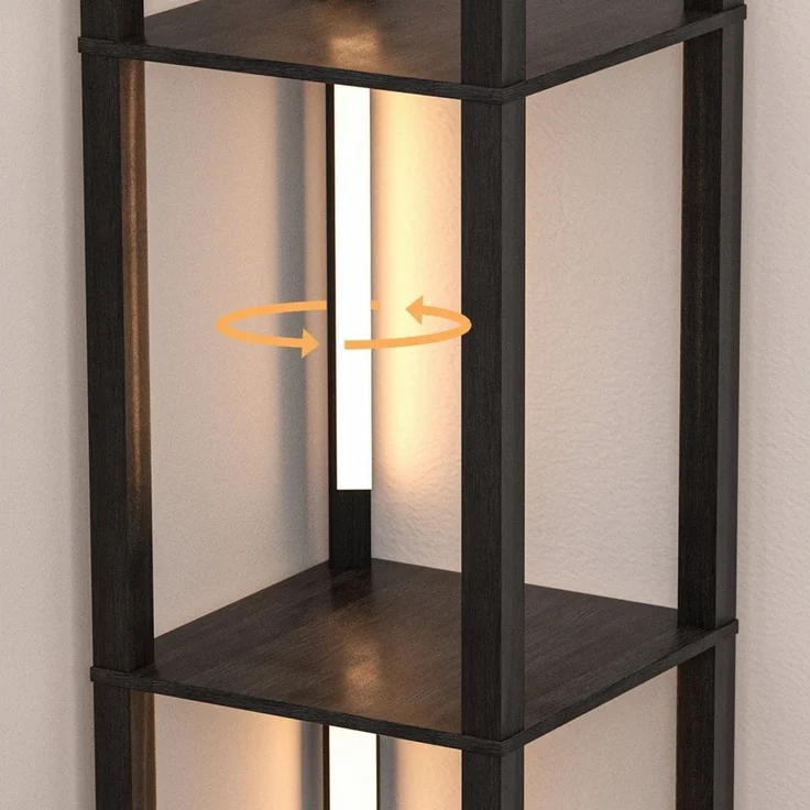 Clanmacy Stehlampe Stehlampe Wohnzimmer mit 4 Regalen, Stehlampe mit Fassung – Bild 2