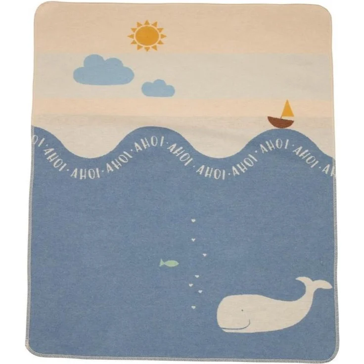 FUSSENEGGER Babydecke Wal mittelblau 70/90cm – Bild 1