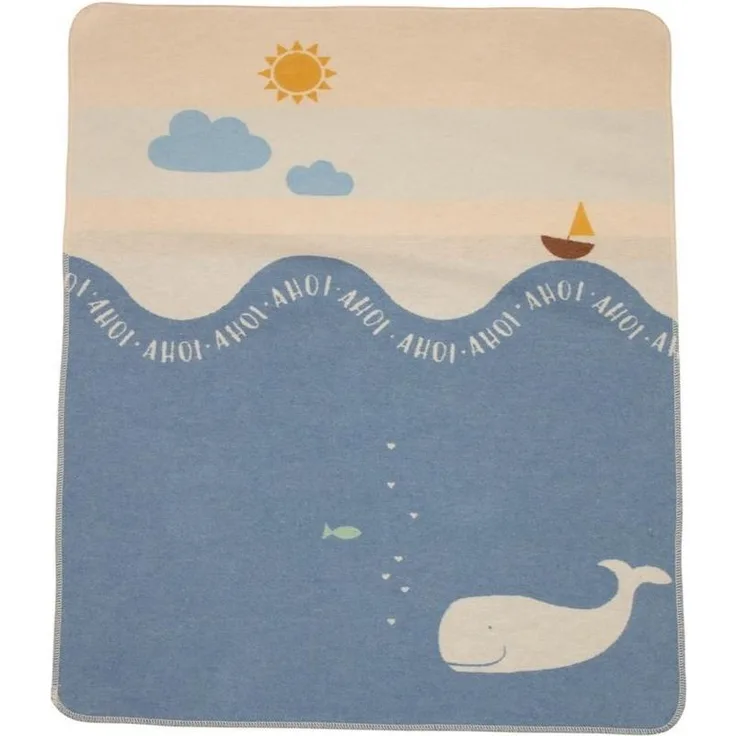 FUSSENEGGER Babydecke Wal mittelblau 70/90cm