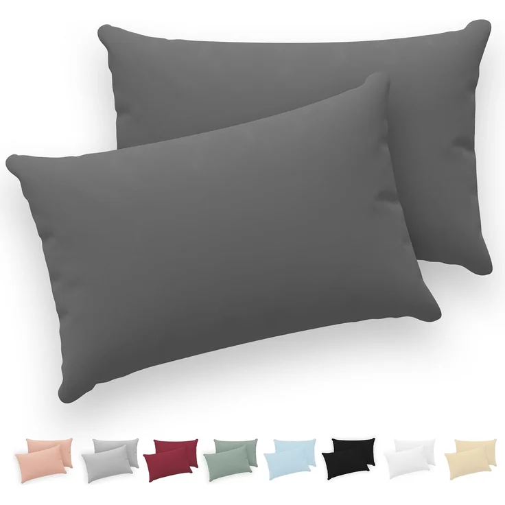 Twinzen® Kissenbezug 40x60 (2er-Set) - 100% Jersey Baumwolle 150 GSM Kissenbezüge - Anthrazit - Für Kissenbezüge 40x60 cm - Kissenhülle - Kissenbezug mit Reißverschluss - Oeko-Tex Zertifiziert – Bild 1