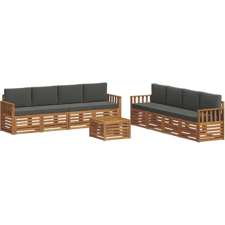 vidaXL Outdoor-Sofagarnitur 9 stk. 8-Sitzer Natur und Anthrazit 3374562 – Bild 2