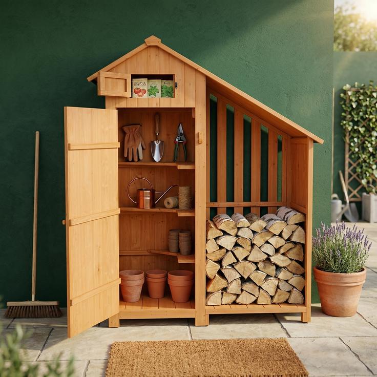 Werkzeugschrank aus Holz mit Anbau, ca. 131 x 54 x 180 cm, braun – Bild 3