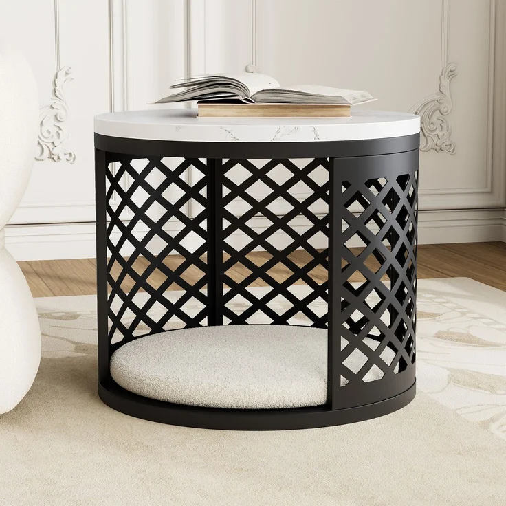Nesting-Couchtisch 70x70x45 cm – Platzsparendes 2er-Set in Weiß & Schwarz – Bild 2
