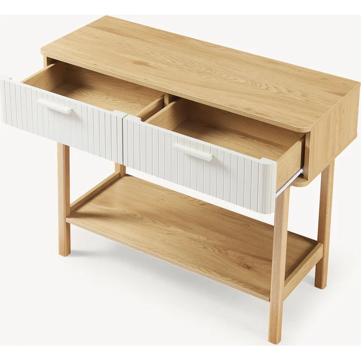 Konsolentisch Ferrersp mit 2 Schubladen 100x40x80 cm Eicheoptik/Sandfarben [en. casa] – Bild 6