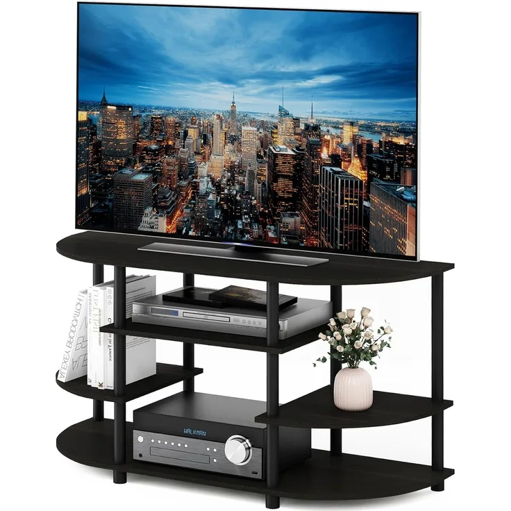 Furinno JAYA Schlichtes Design Eck-TV-Ständer, Espresso