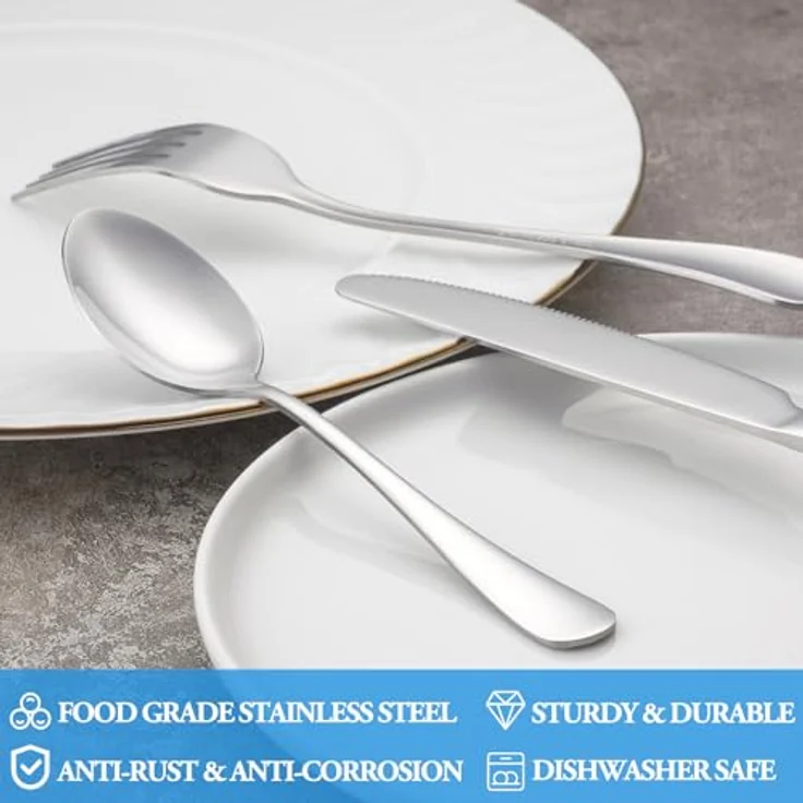 Teelöffel-Set, 16 Stück, 17 cm, Silber-Löffel, Premium-Lebensmittelqualität, 18 10 Edelstahl, langlebige Metall-Teelöffel, kleine Besteck-Löffel, Küchen-Löffel, Spiegel-Finish & spülmaschinenfest 6. 7'' silber – Bild 4
