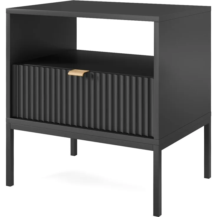 Selsey 'Vellore' Nachttisch mit Schublade, Schwarz, ca. 56 x 54 x 39 cm
