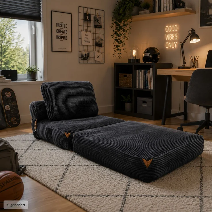 HTI-Living Loungesessel Klappsessel Aruna mit Schlaffunktion Grau 87 x 172 cm (1 Stück, 1-St), gemütliche Sitzhöhe – Bild 1