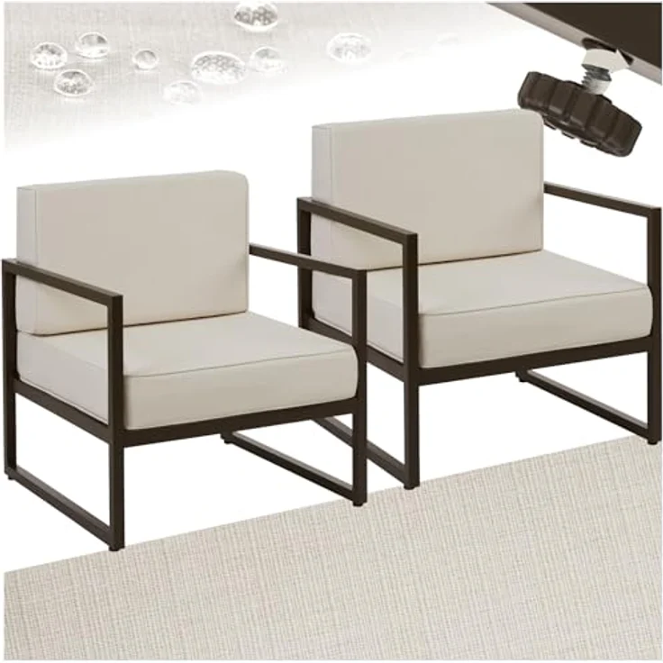 tectake Gartenstuhl Garten-Loungesessel (Komplettset, 2 St), Dicke des Sitzpolsters 14 cm – Bild 2