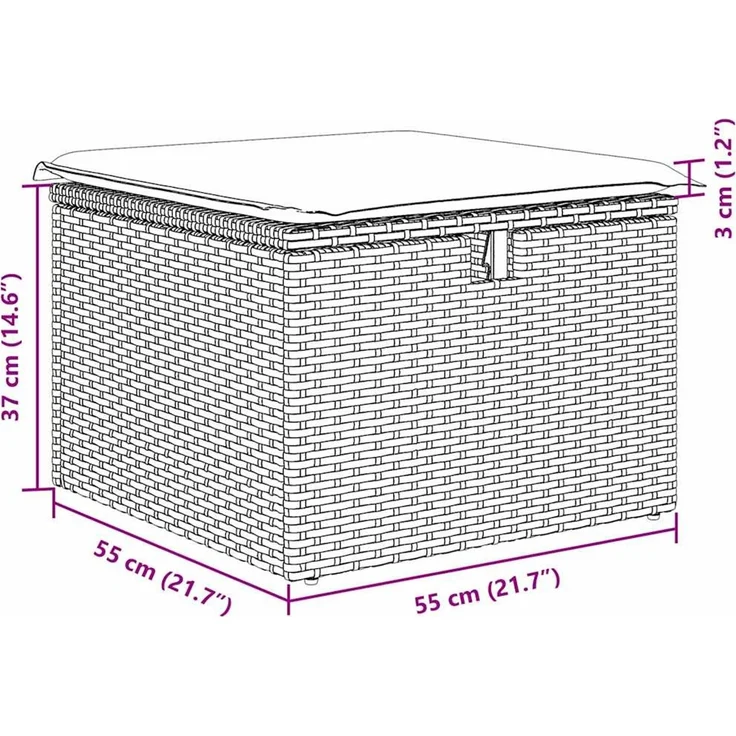 vidaXL Garten-Sofa-Set mit Kissen 4 pcs Hellgrau Poly Rattan 3358851 – Bild 12