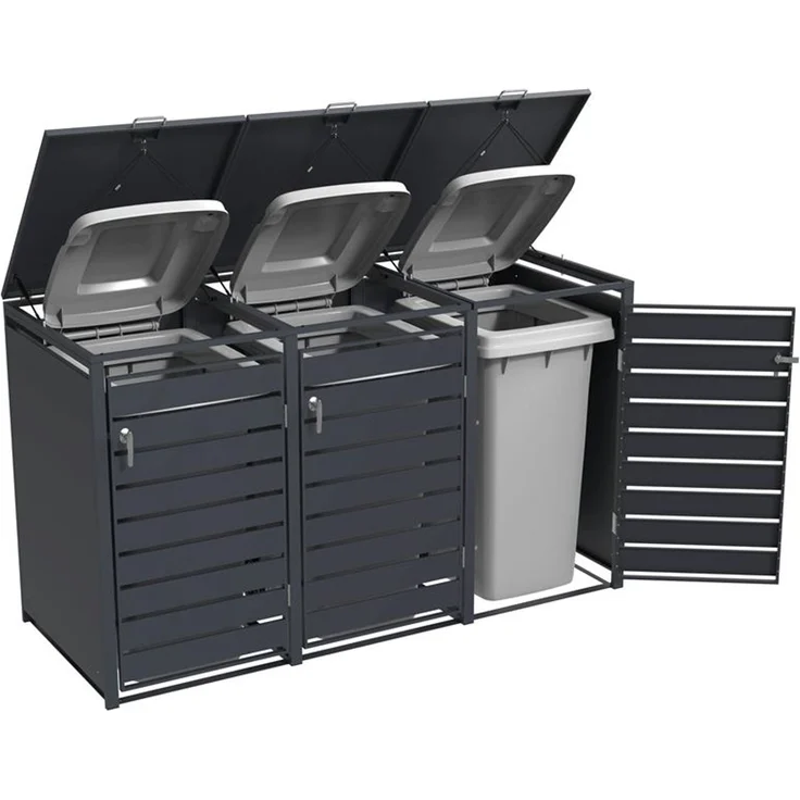 Mülltonnenbox Mülltonnenverkleidung bis 240 L Behälter für Mülltonnen 3 Türen – Bild 8