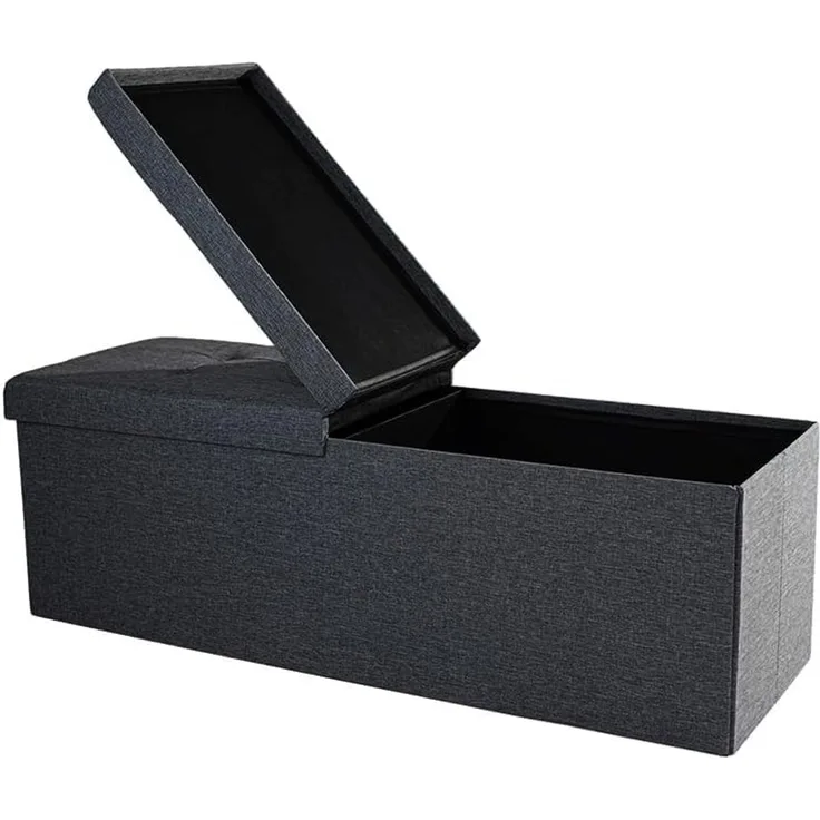Zedelmaier Sitzbank mit Stauraum Sitzhocker Faltbar Truhen, Deckel Abnehmbar, 114 x 38 x 38 cm Dunkelgrau