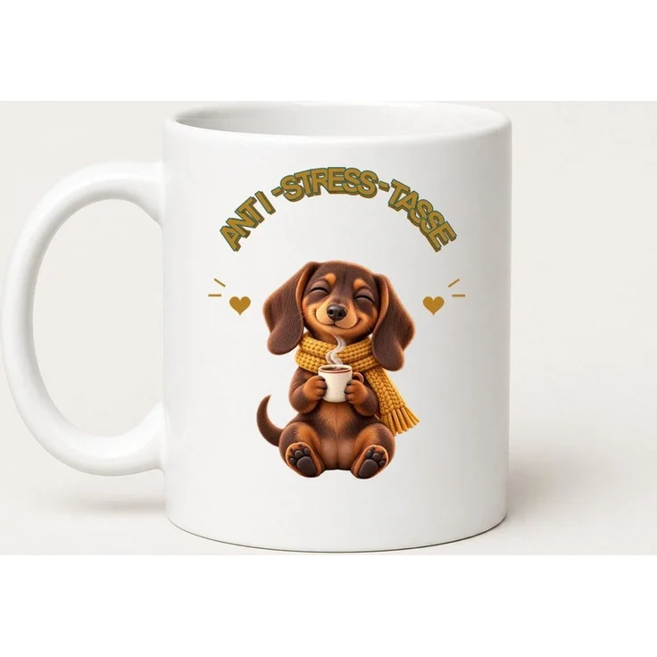 WS-Trend Tasse Anti-Stress-Tasse Dackel 325 ml Keramik Kaffeebecher Geschenk, Keramik – Bild 1