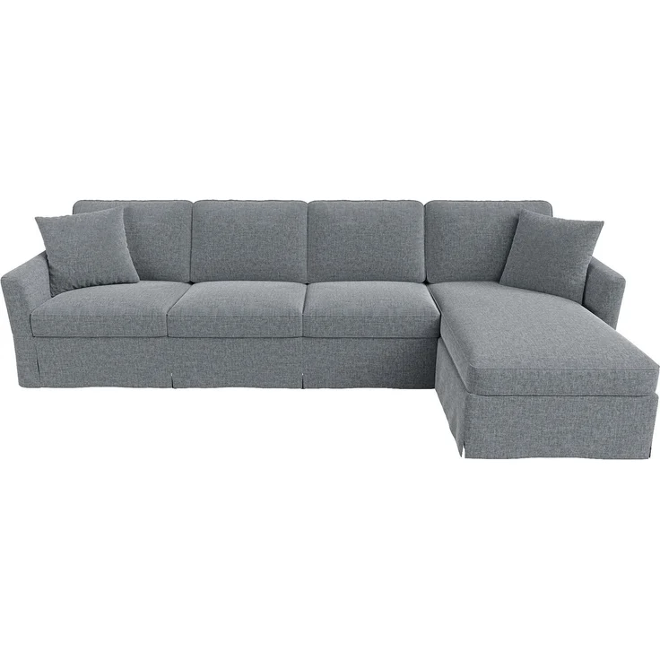 DESVIAE Sofa L-Form Grau aus Leinenoptik – 274x83x128,5 cm – Stauraum-Chaiselongue – Bild 7