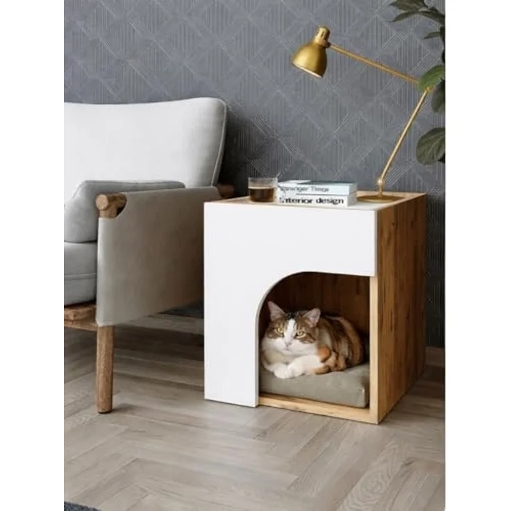 Roomart Tierhaus für Hunde & Katzen – Haustierhöhle RINO • Weiß-Eiche – Bild 2