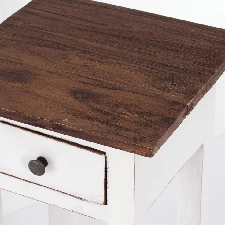 Telefontisch DRAWER 65 Mahagoni Recyclingholz, mit Schublade 06 weiß-landhaus – Bild 5