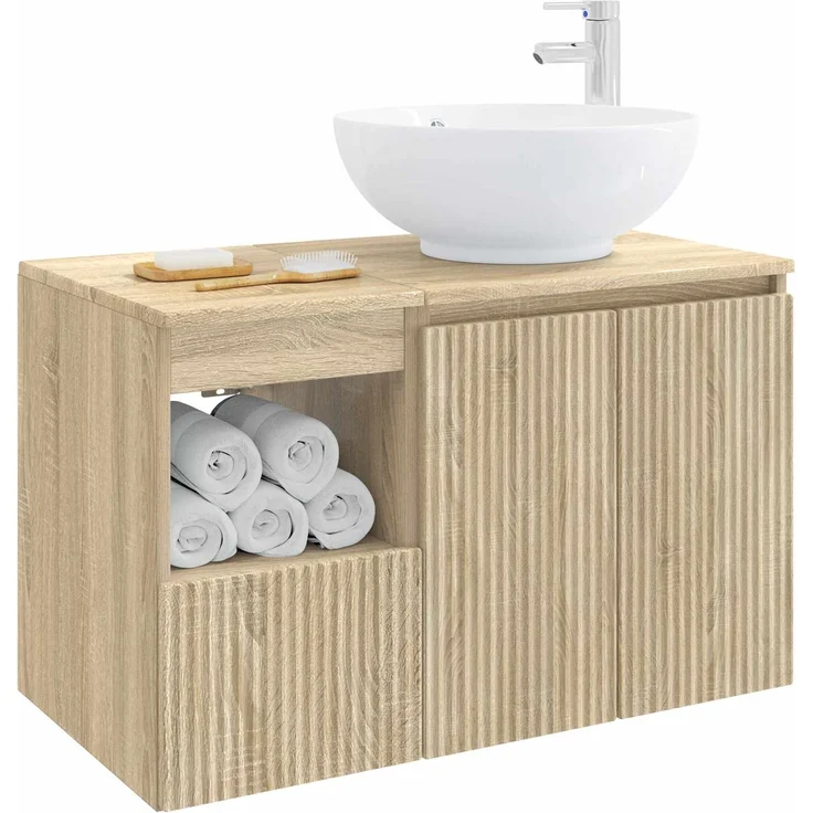 vidaXL Badezimmerschrank-Set 2 stk. Sonoma-Eiche 79,5 x 44,5 x 80 cm 3404086 – Bild 3
