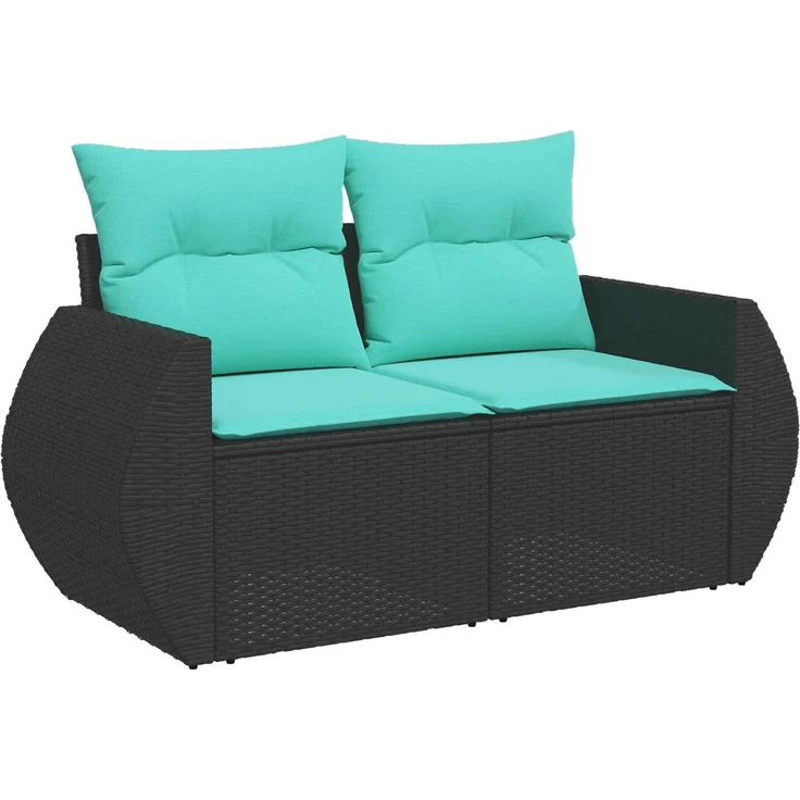 vidaXL Sofa Set 5 stk. Schwarz und Blau Polyrattan und Stahl 3447890 – Bild 3