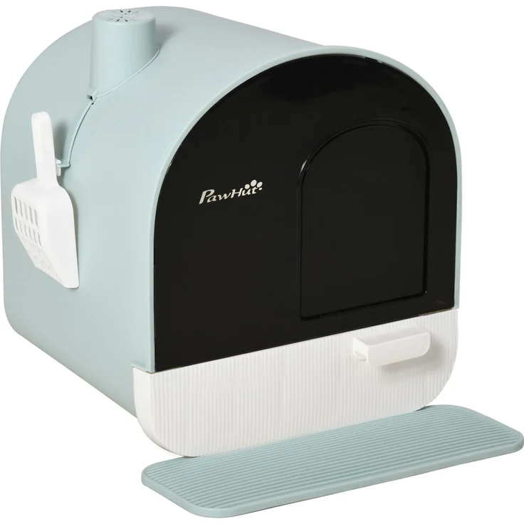 Katzentoilette mit Haube, Streumatte & Schaufel, 43x44x47 cm, Grün – Bild 2