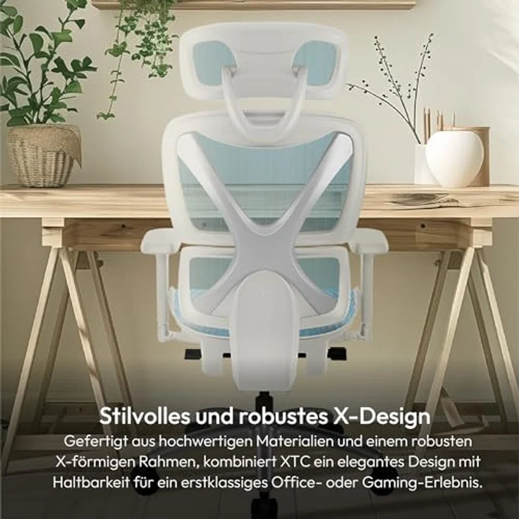 ThunderX3 XTC Ergonomischer Bürostuhl, Mesh-Bezug, höhenverstellbare 3D-Armlehnen, schwarz/blau, bis 125 kg belastbar – Bild 6