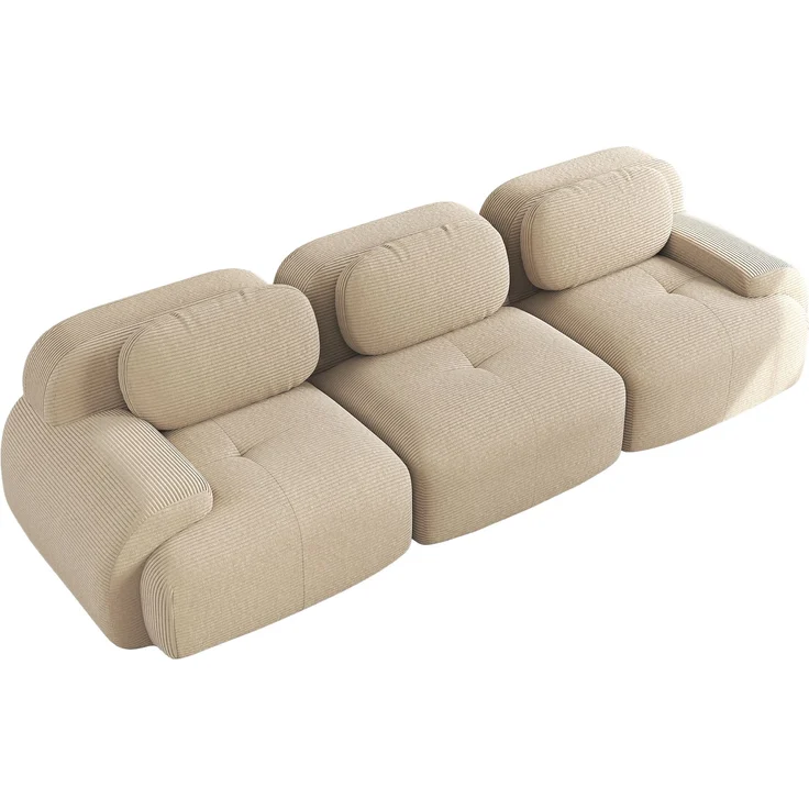 3-Sitzer-Sofa aus Premium-Cordstoff,modular kombinierbar rutschfest ohne Montage ergonomische Armlehnen und hochelastische Polsterung für Wohnzimmer und Schlafzimmer,Premium-Cordstoff,Beige, – Bild 6