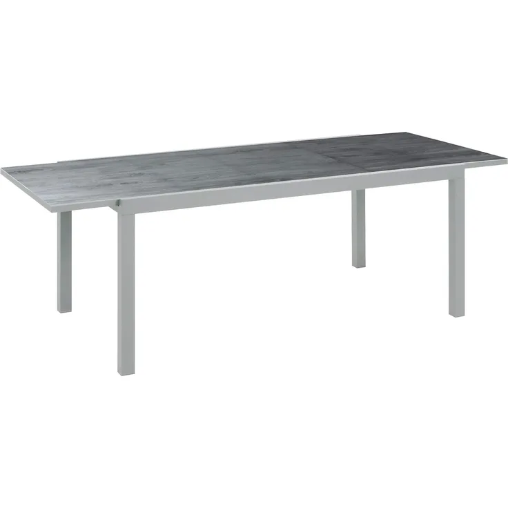 greemotion Ausziehtisch Monza, Glastischplatte, Keramiklook, 160/240 x 75 x 90 cm, Silber / Grau