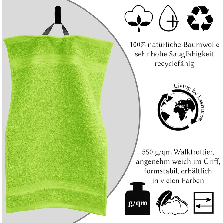 Lashuma Gästehandtücher Linz, Frottee (4-St), Grüne Gästetücher flauschig 30x50 cm – Bild 7