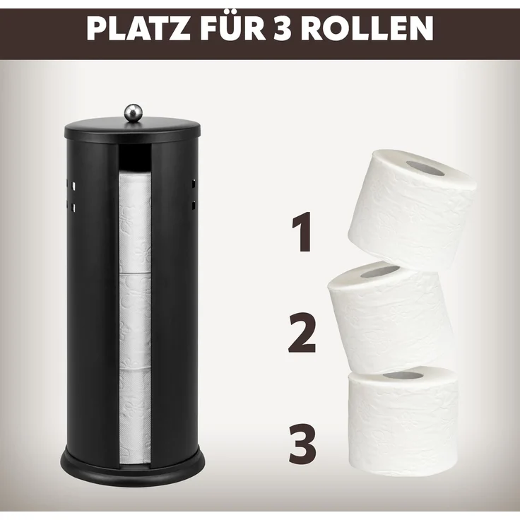 eluno Toilettenpapier Aufbewahrung AGLIANO mit Loch-Dekor, Schwarz, Metall – Bild 4