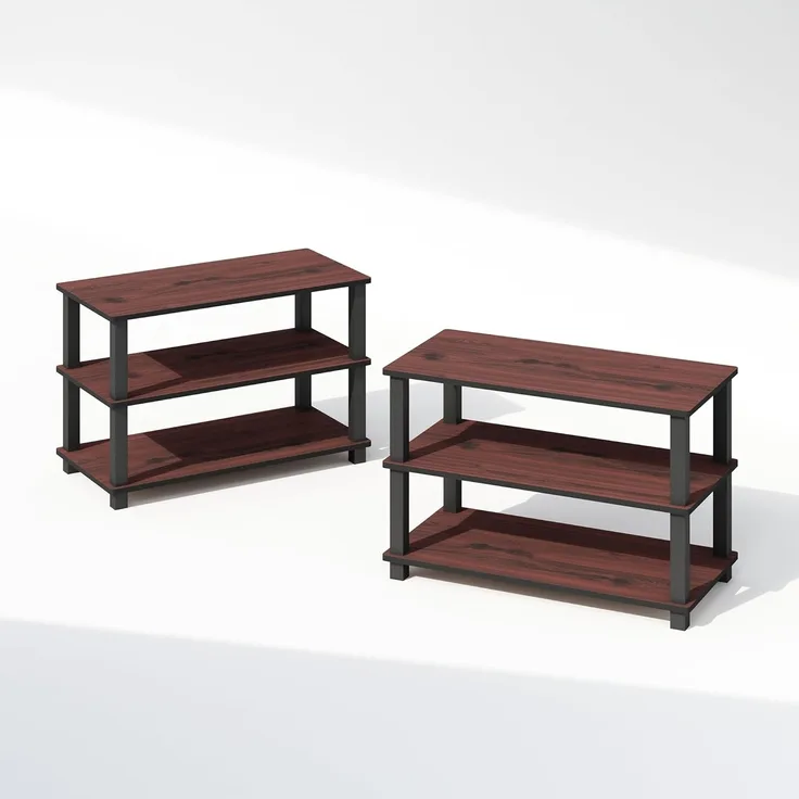 Furinno Turn-S-Tube 3-stufiges Aufbewahrungsregal, 2er-Set stapelbare Regale, Eckregal, Bücherregal, für Wohnzimmer, Homeoffice, Garage, Kirsch-Eiche