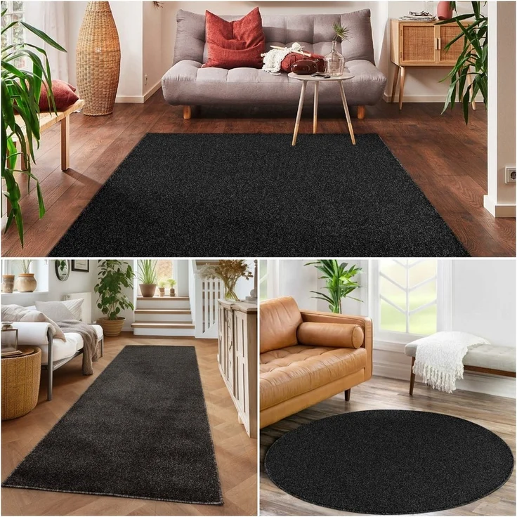 Carpettex Veloursteppich Unicolor - Einfarbig, Läufer, Höhe: 11 mm, Einfarbig Kurzflor Teppich Wohnzimmer verschiedene farben und größen – Bild 2