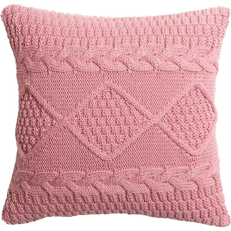 ABC Gestrickter Kissenbezug im Retro-Stil, rosa