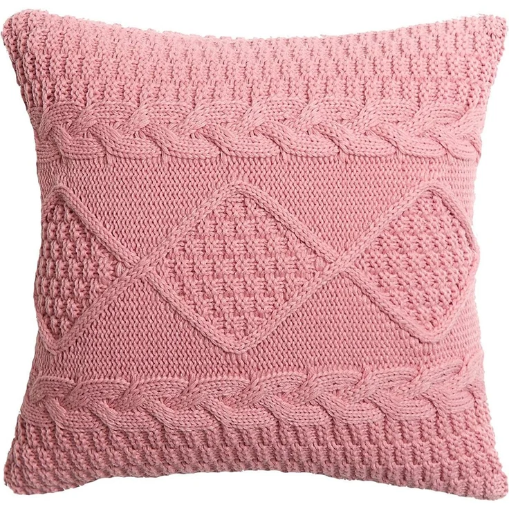 ABC Gestrickter Kissenbezug im Retro-Stil, rosa – Bild 1