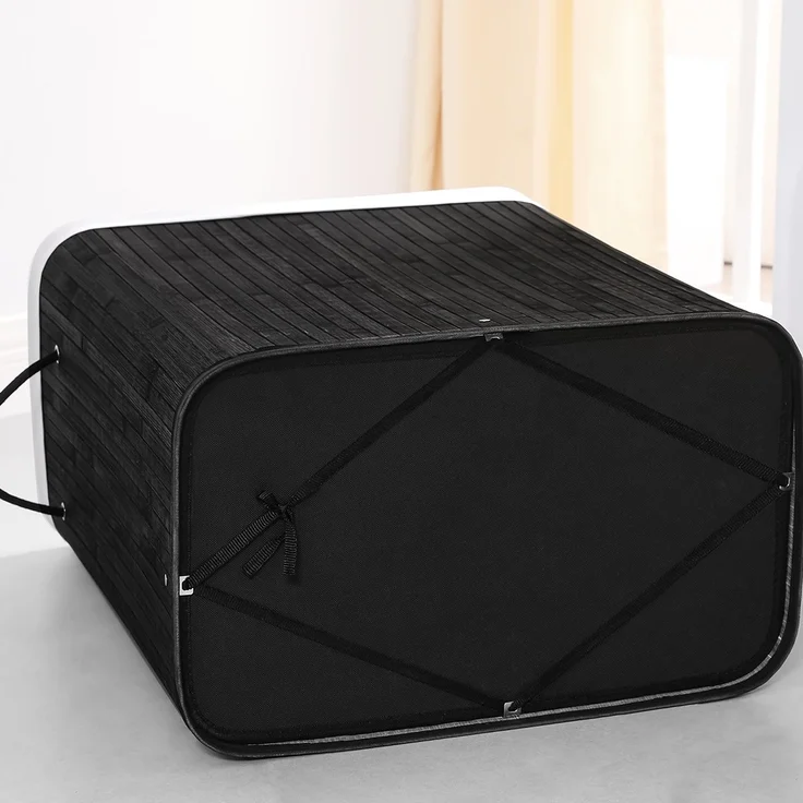 Calicosy Wäschekorb mit schwarzem Bambusdeckel - L53,45 cm - Schwarz – Bild 5