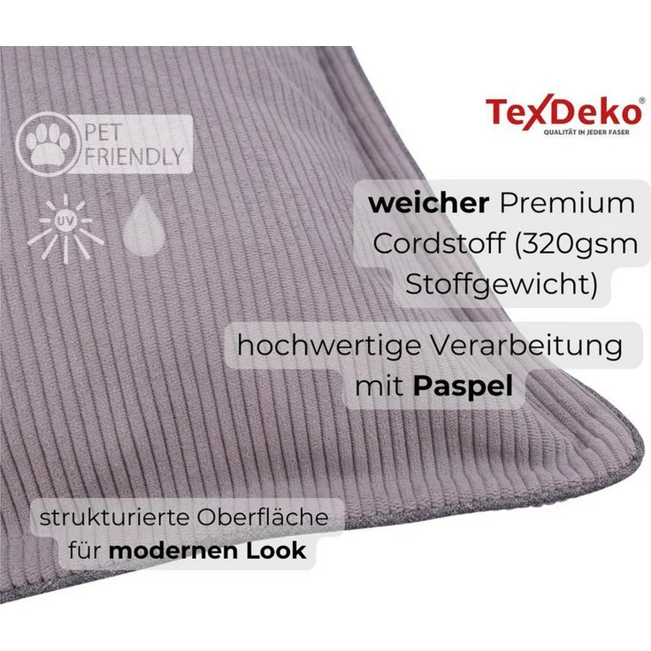 TexDeko Palettenkissen TexDeko Cord 3-TLG Palettenkissen-Set wasserabweisend, 1x Palettenkissen+1x Rückenkissen+1x Seitenkissen, Premium Qualität – Bild 3
