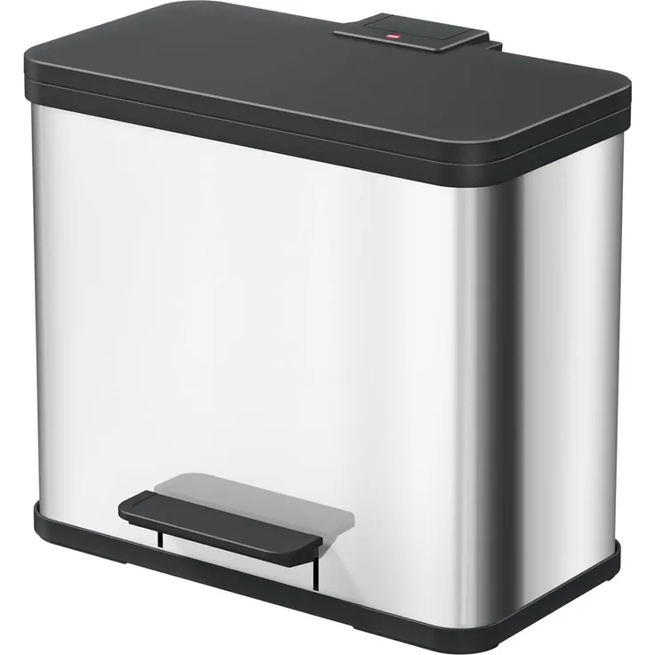 Hailo Mülltrennsystem Öko duo Plus L, Tret-Mülleimer, Abfalltrenner, Abfalleimer, Edelstahl, 17 + 9 L, 0630-200